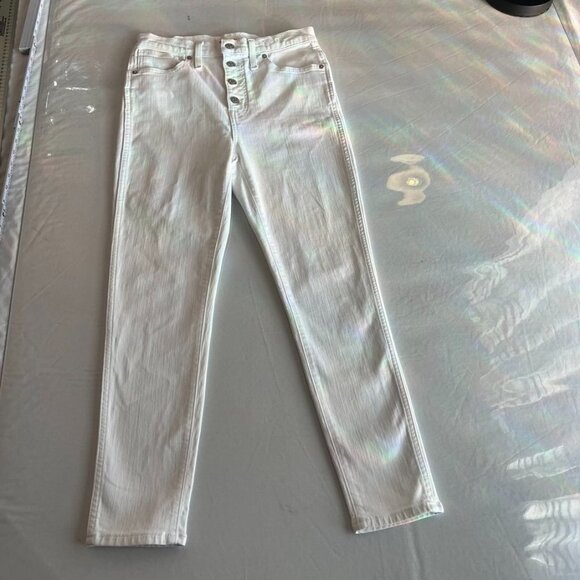 Madewell High Rise Button Fly Straight Jeans White Size 28 - Picture 9 of 16